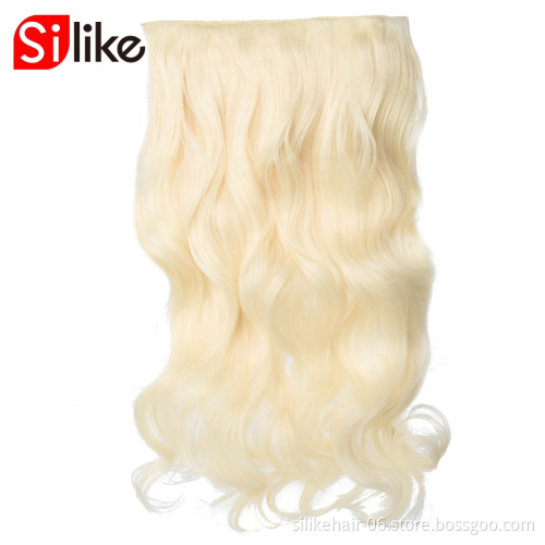 4Clips In Hair Extension Body Wave 24" Hair Extension Clip For Women Synthetic Hair Extensions Brown 613# Ombre Color